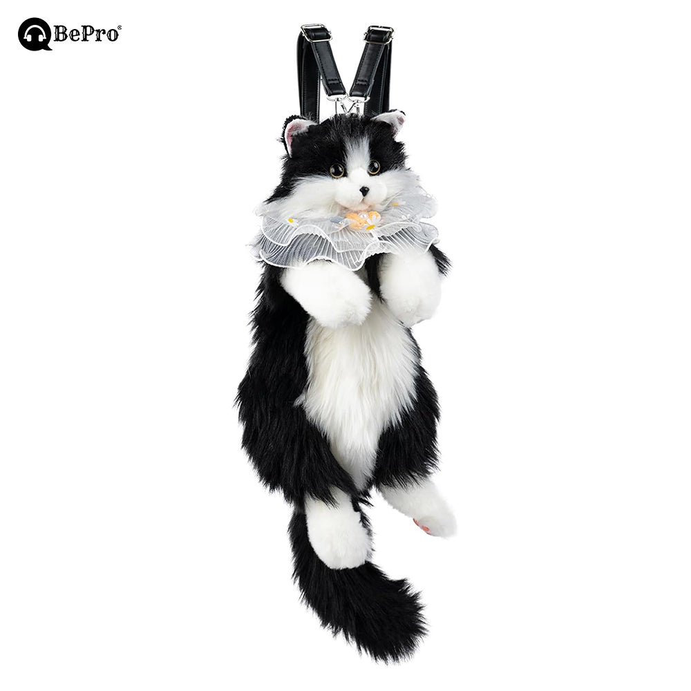 Fluffy Cat Bag - Black and White