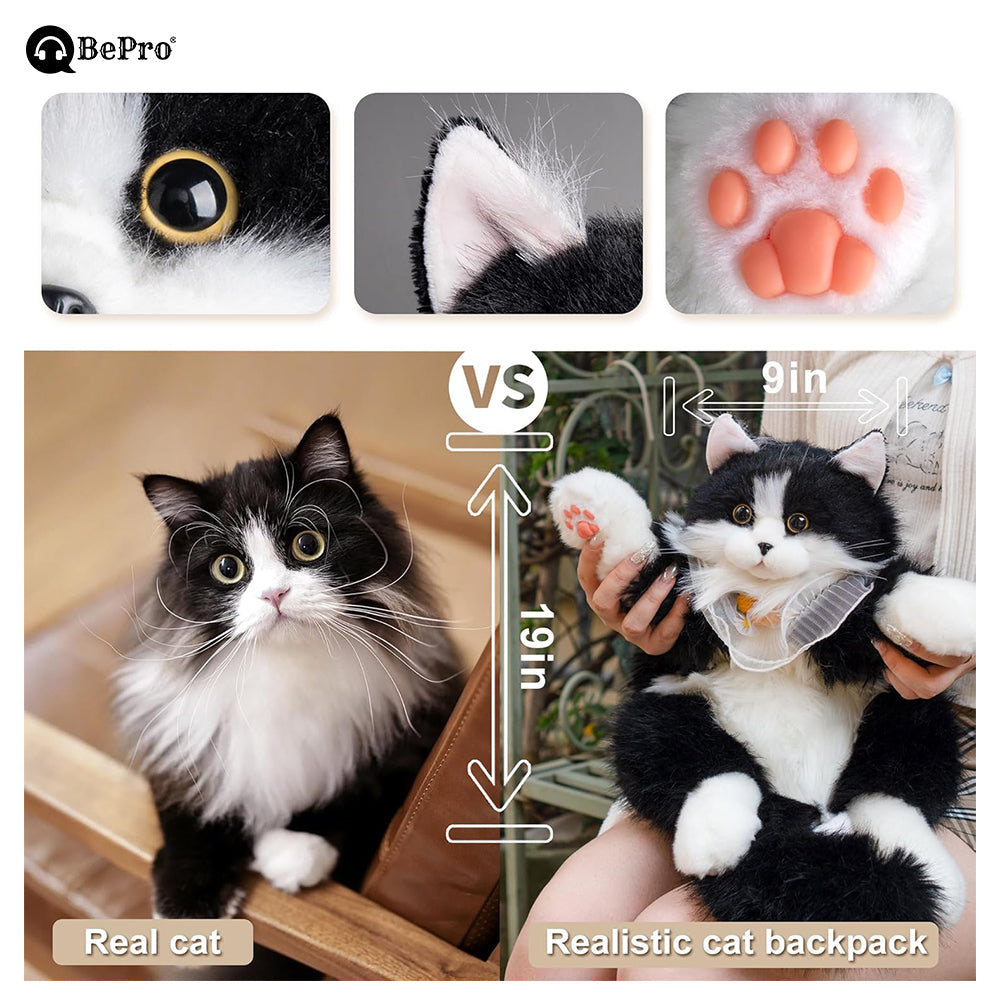 Fluffy Cat Bag - Black and White