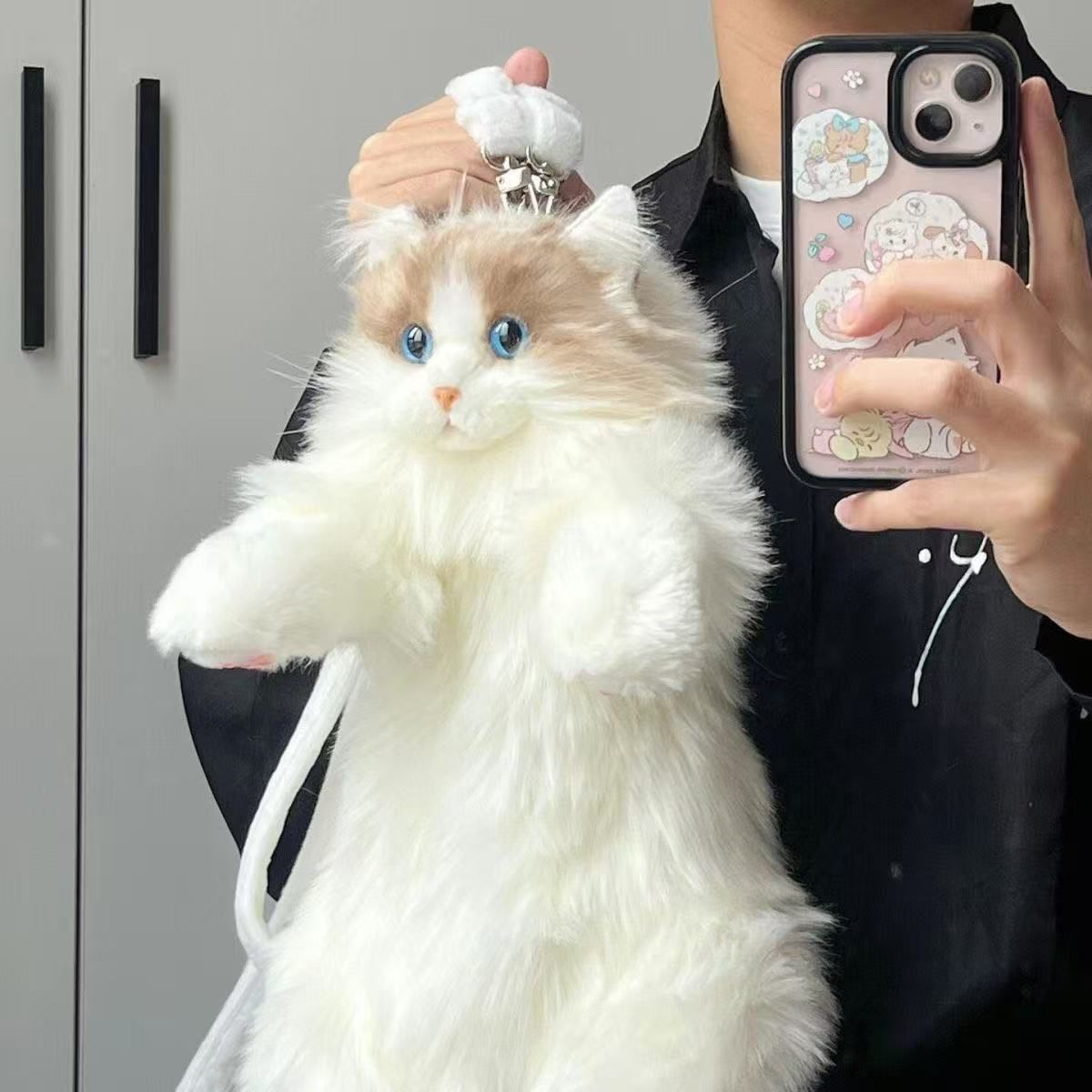 Fluffy Cat Bag - Gray