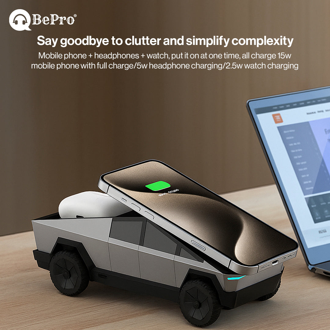 CyberDock Wireless Charging Station, 3-in-1 Rotating Wireless Charger