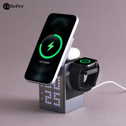 5-in-1 Wireless Charger, Speaker & Alarm Clock – 15W Fast Charging