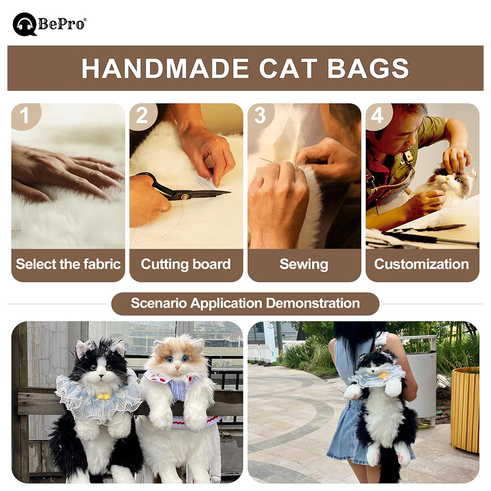 Fluffy Cat Bag - Black and White